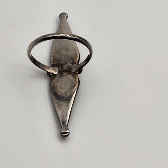 Vintage Navajo Sterling Silver & Turquoise Snake Eye Ring (7.5) - Picture 5 of 6
